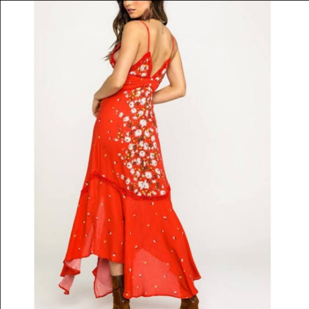 Free People Paradise Print Red Maxi Dress Sm NWT - Picture 8 of 13